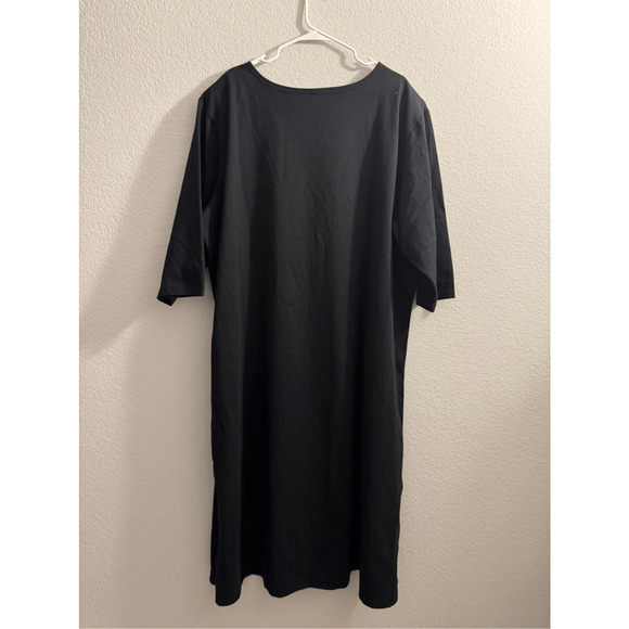 Vintage Karla Marie Applique Snowman Maxi Dress Black Slit Hem Size 2X - Picture 2 of 13